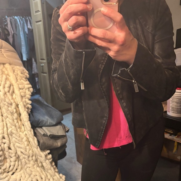 BNCI by Blanc Noir Faux Vegan Washed Leather Jacket L - Picture 16 of 16
